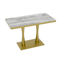 Table de salle à manger moderne en acier inoxydable, couleurs personnalisables, design robuste pour restaurant et salon