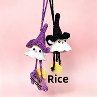 Pendentif en peluche fait main en fil de laine, motif Halloween (Fantôme, Petite Rouge-Rouletée), breloque pour sac d'étudiant et ornement à suspendre au volant de voiture