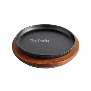 Assiette chauffante en fer et en bois en vrac assiette grésillante pour la fête de mariage et le restaurant assiette grésillante - Product Image 1