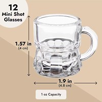Vente en gros de 50ml de mini verres à bière avec poignées pour cadeau d'anniversaire de fête