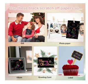 Bunte magische Zeichnung Kratz papier Kunst DIY Projekte Kits Handwerk Geschenke Regenbogen Scratch Off Malbuch für Kinder - Product Image 4