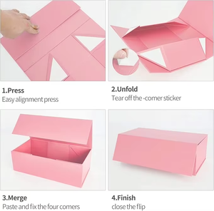 Custom Logo Luxury Rigid <strong>Pink</strong> <strong>Gift</strong> Box With Lids Magnetic Closure Collapsible With Ribbon for <strong>Gift</strong> Packaging with Bag - Product Image 3