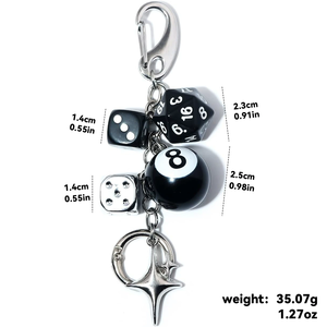 سلسلة مفاتيح جذابة من <span class=keywords><strong>8</strong></span> كرات على شكل النرد-حقيبة يد لطيفة إكسسوارات حقيبة يد-سلسلة مفاتيح جمالية للنساء والرجال - Product Image 5