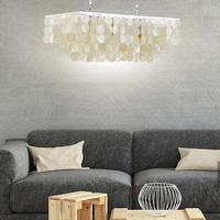 Lustre moderne en coquillages, lustre naturel en coquillages Capiz, luminaire suspendu rectangulaire