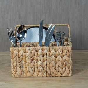 Panier de rangement rectangulaire Bobai en jacinthe d'eau tressée, fait main, compartimenté, pour couverts, type sur pied 0922 - Product Image 3