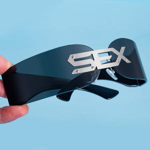 Lunettes de soleil unisexes sans monture, verres PC UV400, légères, noires, pour hommes et femmes, style Y2K, mode transfrontalière - Product Image 3