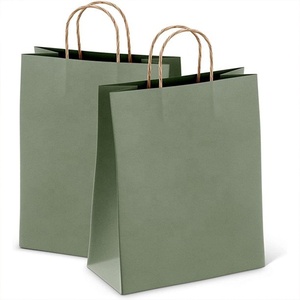Sac en papier personnalisé en gros, sac en papier cadeau vert avec logo et poignée pour petit produit cadeau - Product Image 1