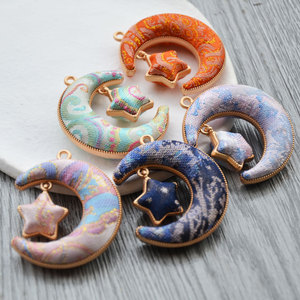Pendentif brocart étoile et lune en alliage de zinc, cadeau unisexe, accessoire de mode - Product Image 3