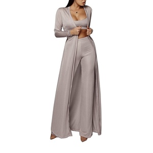 Women's Stretch Knit Long <b>Suspenders</b> Short Vest Long Pants <b>3</b> <b>Piece</b> <b>Set</b> Fashion - Product Image 5