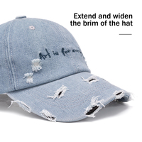 Logo brodé sur mesure Casquette de baseball rétro décontractée pour papa en denim bleu Hip Hop avec personnalité en coton pour la vente en gros