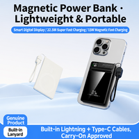 Boîtier de batterie externe portable 3-en-1 en alliage d'aluminium magnétique haute capacité 5000 mAh avec charge rapide Type-C 22,5 W et chargeur sans fil