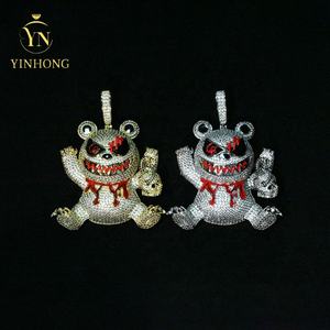 Colgante de Joyería Hip Hop VVS Moissanite de Plata 925 con Diseño de <span class=keywords><strong>Oso</strong></span> Mago Violento Iced Out para Hombre - Product Image 1