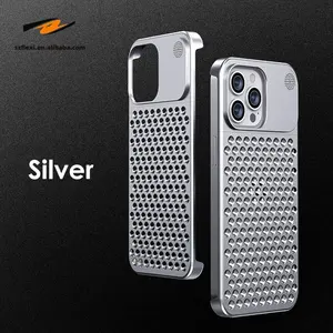 Metal Rimless Hollow Alloy Aluminum Phone Case For IPhone 15 14 Pro Max 13 12 Pro Heat Dissipation Aromatherapy Anti-fall Shell