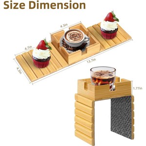 Bandeja de Reposabrazos de Bambú para Sofá, Portavasos, Ligera, Ahorra Espacio, Base Antideslizante, Se Adapta a la Mayoría de los Reposabrazos de Sofá, para Sala de Estar, Dormitorio - Product Image 3