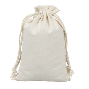 Sac à cordon en toile de coton naturel personnalisé par le fabricant, pochette à cordon en calicot de coton beige avec cordon en coton - Product Image 2