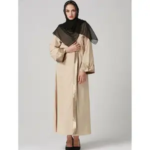 Pjama女士Dubai穆斯林印花长袖紧身胸衣休闲连衣裙伊斯兰女士花Abaya Kaftan