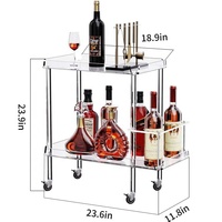 Chariot à vin moderne de luxe à 3 étagères en acrylique, écologique, facile à assembler, pour hôtel, cuisine commerciale, bar à domicile, salle à manger, salon