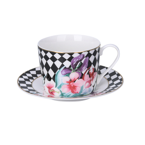 220ml tarde tazas etiqueta floral elegante Café turco tazas de té y platillo conjunto de taza de porcelana - Product Image 4