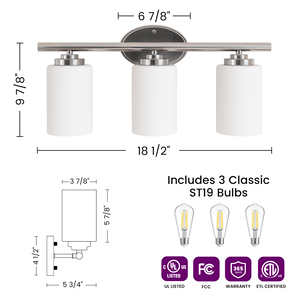 Accesorios <span class=keywords><strong>de</strong></span> iluminación <span class=keywords><strong>de</strong></span> tocador <span class=keywords><strong>de</strong></span> <span class=keywords><strong>baño</strong></span> <span class=keywords><strong>de</strong></span> 3 luces <span class=keywords><strong>de</strong></span> níquel cepillado contemporáneo sobre candelabro <span class=keywords><strong>de</strong></span> pared <span class=keywords><strong>de</strong></span> espejo con pantallas <span class=keywords><strong>de</strong></span> vidrio esmerilado - Product Image 3