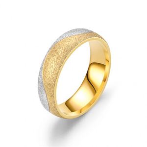 Fashion 6mm Stainless Steel Luxury Frosted Room Gold Ladies Diamond <b>Ring</b> Lovers <b>Couple</b> <b>Ring</b> Fashion Jewelry Finger <b>Rings</b> - Product Image 3