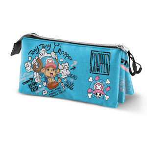 Karactermania One Piece Chopper Triple Trousse à crayons en tissu bleu avec fermeture à glissière - Product Image 1