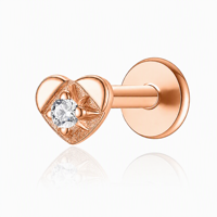 S925 SILVER Zircon Inlaid Trendy Heart Stud Earrings Stackable Helix Threaded Versatile