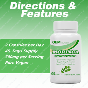 Cápsulas de polvo de Moringa ricas en nutrientes puros OEM Superfood antioxidante verde natural que apoya la salud energética de la piel - Product Image 5