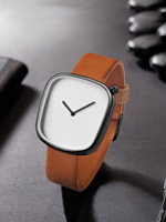Jam Tangan TOMI T077 New Square Quartz Desain Sederhana Tanpa Skala Tampilan Jam Tangan Tali Kulit Kaca Alloy Jam Tangan Modis