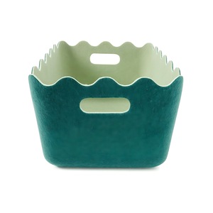 One-piece Molded Wavy Edge Felt Storage Basket Portable Books Organizer Toy Integrated Storage Basket <strong>Bin</strong> with Handle - Product Image 2