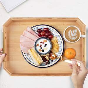 Bandeja Rectangular de Bambú, Juego de 2 Piezas, Color Natural, Multifuncional, Ecológica y Sostenible para Uso Alimentario - Product Image 4