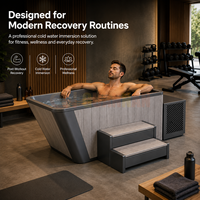 Baignoire en bois pour bain froid avec système de refroidissement, bain de glace en acier inoxydable pour le bien-être à domicile