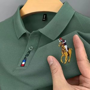Camiseta <span class=keywords><strong>POLO</strong></span> de verano para hombre, camiseta transpirable con decoración de botones, manga corta bordada para jóvenes golfistas de mediana edad - Product Image 2