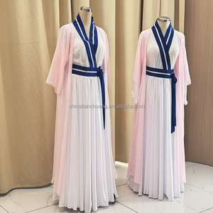 Costume da Danza Classica Cinese in Chiffon Rosa Stile Hanfu per Donne, Abbigliamento per Spettacoli e Allenamento di <span class=keywords><strong>Ritmo</strong></span> Corporeo per Esibizioni di Gruppo - Product Image 5