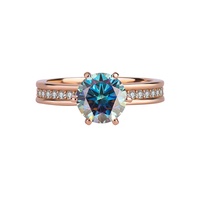 Cincin pertunangan wanita perak Sterling 925 mewah klasik, cincin pertunangan 2 karat warna D VVS berlian Moissanite dengan emas mawar