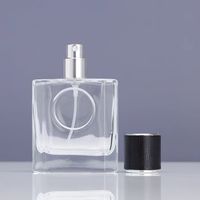 Vente en gros de flacons vaporisateurs de parfum en verre plat transparent de 25 ml, vides, avec étiquette ronde, logo unique, impression sérigraphique sur parfum