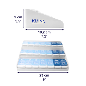 Organisateur de pilules hebdomadaire avec 3 compartiments pour usage domestique, grand organisateur de pilules hebdomadaire KMINA K40023 - Product Image 4