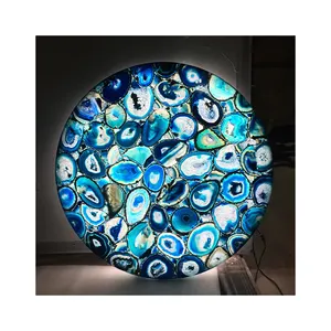 Natural Round Polishing Gemstone Agate Backlight Countertop Vanity Table Tops Wholesale