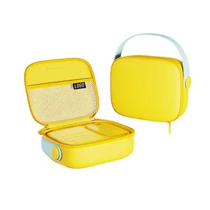 Custom Travel Yellow Makeup Bag Eva Cosmetic Bag Waterproof Bag with Handle Strap Brush Make up Organizer with Compartment