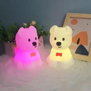 Best Selling Huggable Silica Gel Dim Funny Cute Cuddly Puppy Dog Animal Children Night Light rgb Led Touch Control for Toy