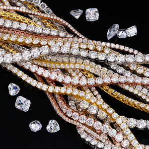 قلادة وسوار تشين تنس هيب هوب مطعمة بالكامل من الفضة الإسترليني عيار 925 بماس مويسانيت دائري بقطع VVS بأحجام 2 مم، 3 مم، 4 مم، 5 مم، 6 مم للنساء - Product Image 1