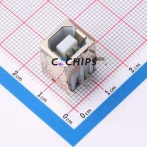 XUBF-0214-0105A USB Connector Bent Lead Through Hole Connector Type-B USB 2.0 Female Right Angle Insert - Product Image 1