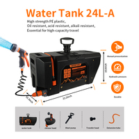 Réservoir d'eau pressurisé portable de 24 L, kit de douche extérieure alimenté par batterie à charge rapide pour le camping, la randonnée, le 4x4 tout-terrain