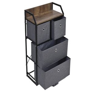 Fabric Storage Cabinet 4 Drawer Fabric Dresser Organizer Vertical Storage <b>Tower</b> Units with Steel Frame - Product Image 5