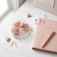 Juego de Artículos de Oficina de Colores Elegantes STASUN, Clips Decorativos para Encuadernación, Clips para Papel y Pioneses en un Estuche Organizador Transparente con Compartimentos