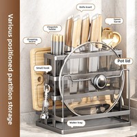 NFS Planche à découper de comptoir Support de rangement pour couteaux Porte-couteau de cuisine Cage à baguettes Ménage Rangement intégré