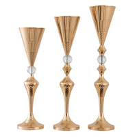 Grand support de fleurs en fer forgé en métal, trompette plaquée or brillant, support de fleurs, Vase de Table, pièce maîtresse décorative de mariage