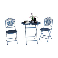 Ensemble de salle à manger d'extérieur moderne et minimaliste en fer forgé, élégant combo mini deux chaises et petite table pour cafés et salons de thé