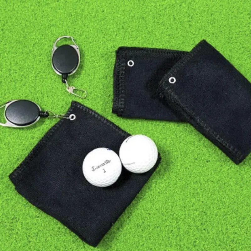 Toalla DE LIMPIEZA DE PELOTAS DE Golf con gancho llavero retráctil herramienta hebilla toallitas de algodón limpiador bolsa limpiadora de pelotas de Golf