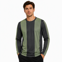 T-shirt à manches longues 3D AOP 100% polyester séchage rapide col rond motif blocs vert sauge décontracté automne vente en gros RTS OEM ODM