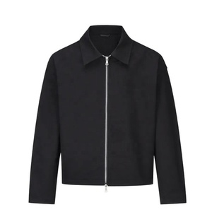 Chaqueta de trabajador de algodón vintage de gran tamaño con cremallera completa bordada de diseño personalizado para hombre - Product Image 4